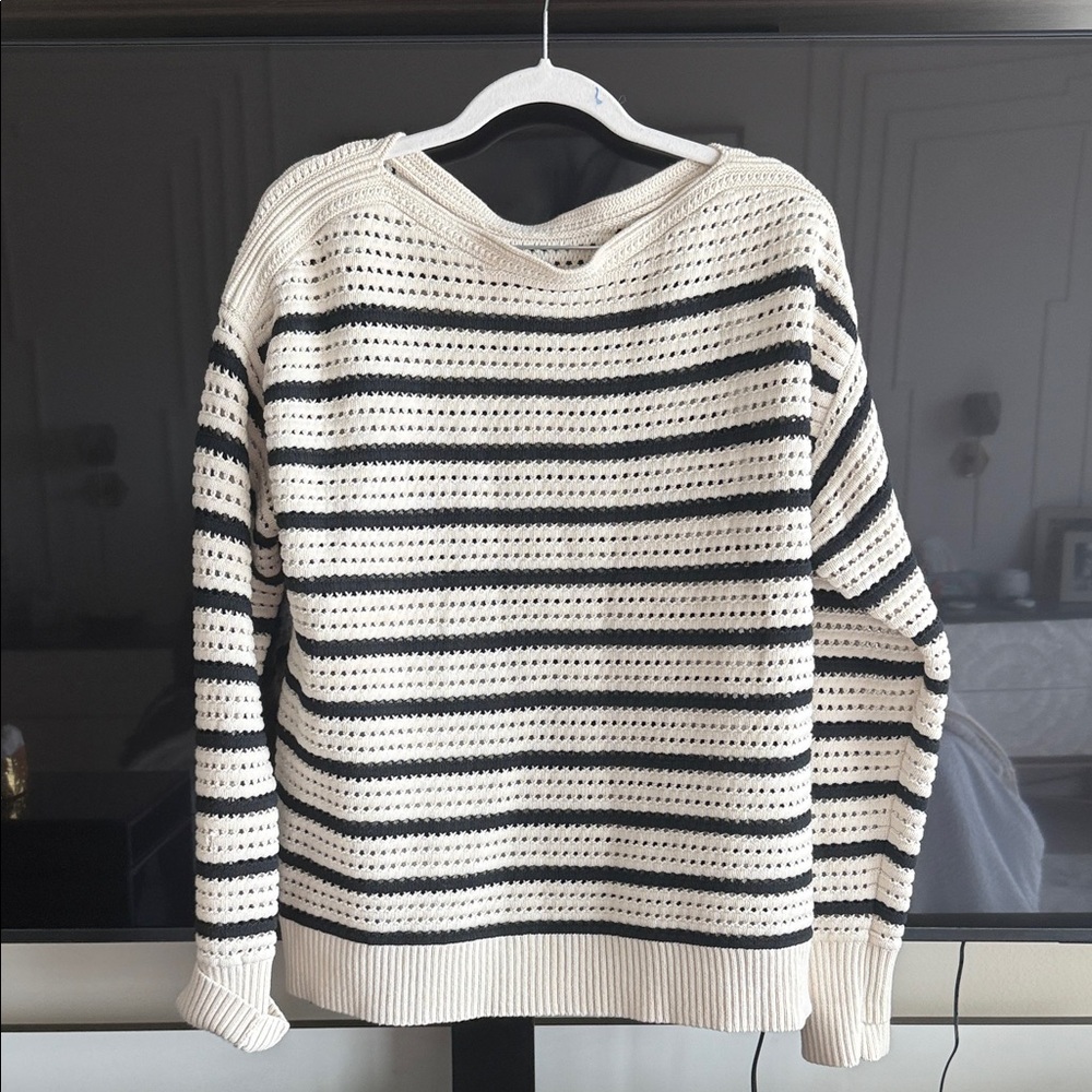 lululemon athletica Cream and Black Striped Sweater